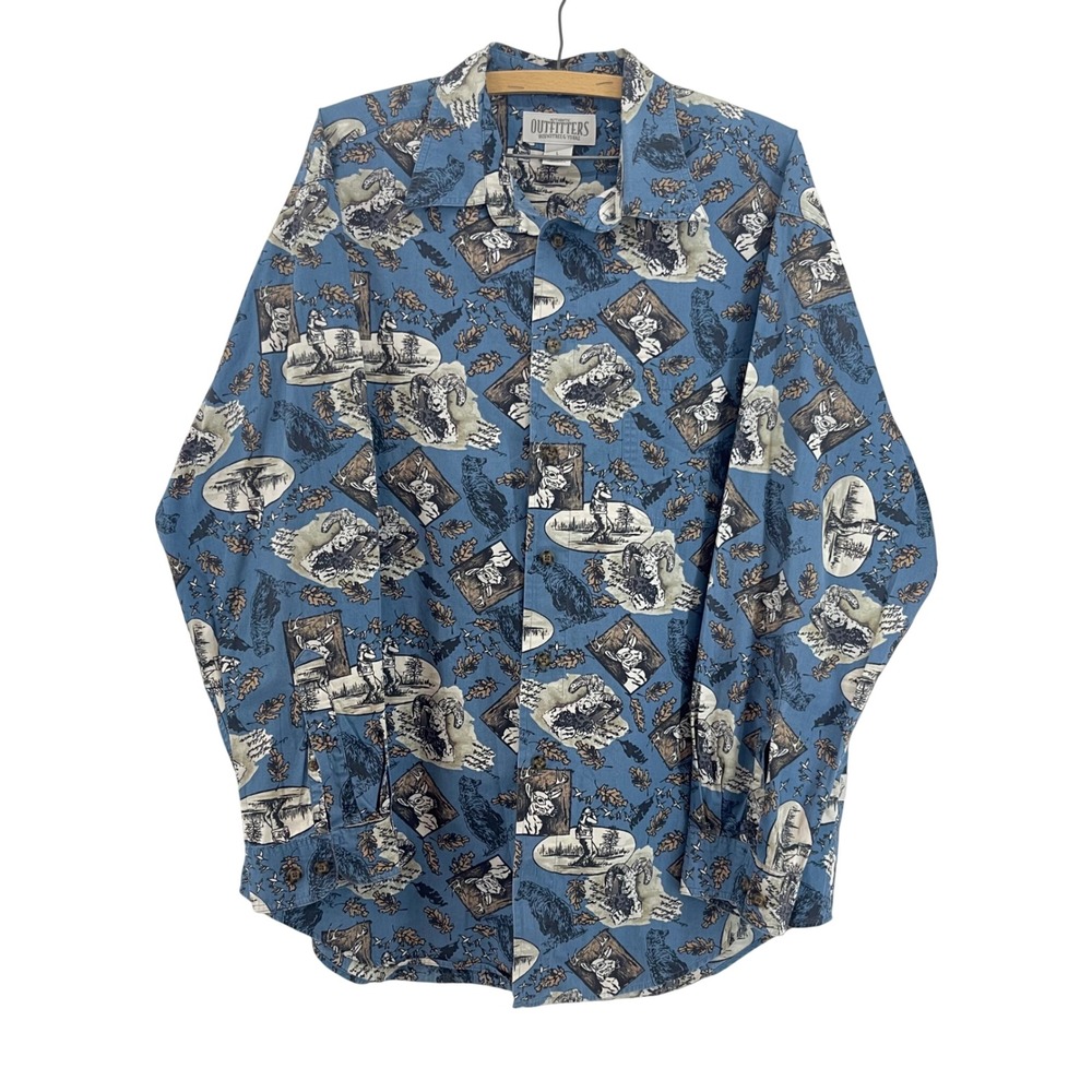 Authentic Outfitters Roundtree & Yorke Men Long Sleeve Button Up L Hunting‎ Deer
